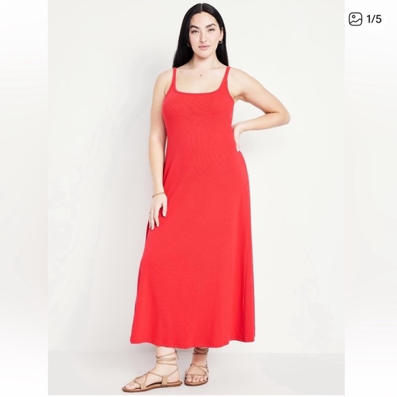 Old Navy Dresses & Skirts - Old Navy Red Natural Fiber Ribbed Maxi Dress Size XL